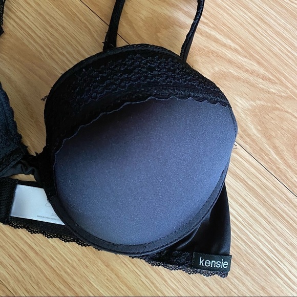 Kensie Lingerie Black Lace Trim Push Up Bra 36C - Picture 3 of 9